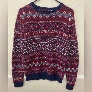 Levi’s Holiday Ugly Christmas Sweater Crewneck Sweatshirt Mens S Red Blue